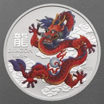 Silbermünze 1oz "Drache" 2024 (koloriert) Lunar III – Year of the Dragon (Australien) Kostenloser Rückversand