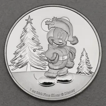 Silbermünze 1oz "Mickey Mouse Christmas" 2019 Disney (Niue) Neu Im Sortiment