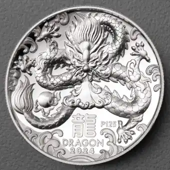 Silbermünze 1oz "Drache" 2024 (PP/HR) Lunar III – Year of the Dragon 19% (Australien) Geprüft
