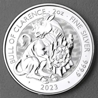 Limited Edition Silbermünze 2oz "Bull of Clarence" 2023 Royal Tudor Beasts diff. (Großbritannien)