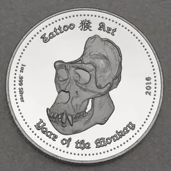 Aktuell Silbermünze 1oz "Tattoo Art – Year of the Monkey" 2016 (PP) (Ghana)
