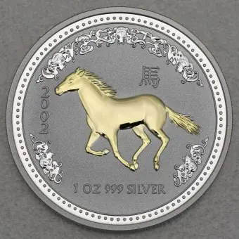 Silbermünze 1oz "Pferd" 2002 (vergoldet) Lunar I – Year of the Horse (Australien) Markenprodukt