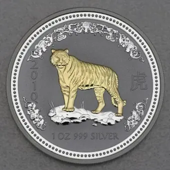 Sale Silbermünze 1oz "Tiger" 2010 (vergoldet) Lunar I – Year of the Tiger (Australien)