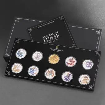 Nur Für Kurze Zeit Silbermünze 10x 1/2oz "Drache" 2024 Ten-Coin Set Lunar III - Year of the Dragon (Australien)