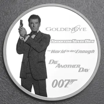 Silbermünze 1oz "Pierce Brosnan" 2024 (PP/koloriert) James Bond Legacy Series (Tuvalu) Versand Am Gleichen Tag