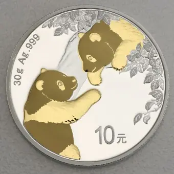 Silbermünze 30g "Panda" 2023 (vergoldet) (China) Gleich Bestellen