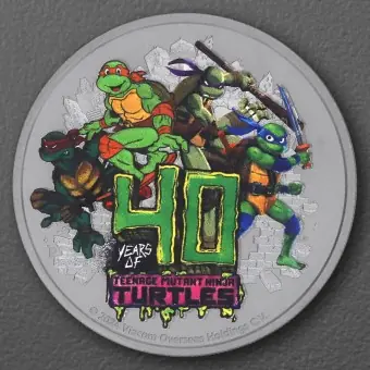 Schneller Versand Silbermünze 1oz "Teenage Mutant Ninja Turtles™" 2024 (koloriert) 40th Anniversary (Tuvalu)