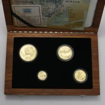 Kostenfreie Lieferung Goldmünzen "The Cheetah" 2002 Natura Set 4-teilig Wild Cats of Africa (Südafrika