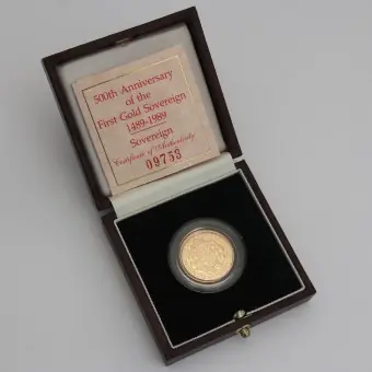 Angebot Goldmünze 1 Sovereign "500th Anniversary" 1989 (PP) First Gold Sovereign (Großbritannien)