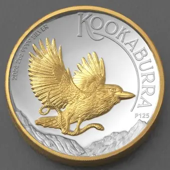 Preiswert Silbermünze 2oz "Kookaburra" 2024 (PP/HR/vergoldet) (Australien)