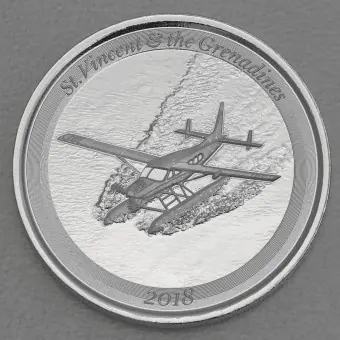 Silbermünze 1oz "Seaplane" 2018 Eastern Caribbean 8 (St. Vincent & die Grenadinen) Versand Am Gleichen Tag