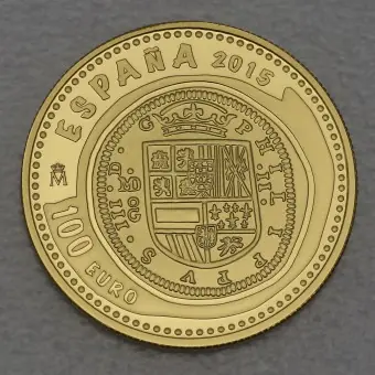 Goldmünze 100 Euro "2 Escudos" 2015 Ceca Madrid 1615 (Spanien) Original