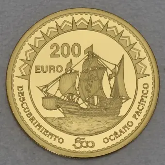 Goldmünze 200 Euro "Entdeckung Pazifiks" 2013 (Spanien) Top-Qualität