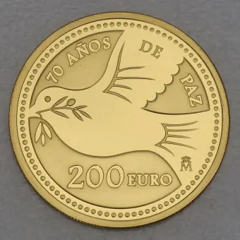 Goldmünze 200 Euro "70 Jahre Frieden" 2015 (Spanien) Zertifiziert