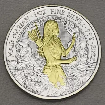 Top-Seller Silbermünze 1oz "Maid Marian" 2022 (vergoldet) Myths and Legends (Großbritannien)