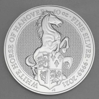 Original Silbermünze 10oz "White Horse of Hanover" 2021 The Queen's Beasts (Großbritannien)