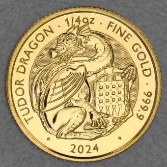 Goldmünze 1/4oz "Tudor Dragon" 2024 Royal Tudor Beasts (Großbritannien) Begrenztes Angebot