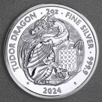 Silbermünze 2oz "Tudor Dragon" 2024 Royal Tudor Beasts (Großbritannien) Solange Der Vorrat Reicht