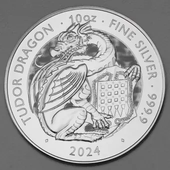Silbermünze 10oz "Tudor Dragon" 2024 Royal Tudor Beasts (Großbritannien) Weltweiter Versand