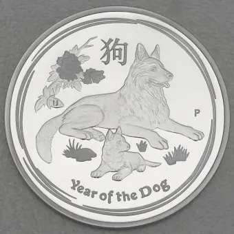 Bestseller Silbermünze 1oz "Hund" 2018 (PP) Lunar II – Year of the Dog (Australien)