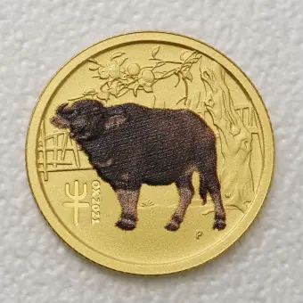 Echt Goldmünze 1/20oz "Ochse" 2021 koloriert Lunar III – Year of the Ox (Australien)