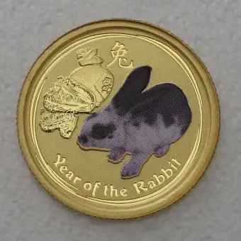 Goldmünze 1/20oz "Hase" 2011 (koloriert) Lunar II – Year of the Rabbit (Australien) Meistverkauft