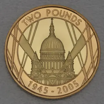 Goldmünze 2 Pounds "The End of World War II" 2005 (PP) 60th Anniversary (Großbritannien) Garantierte Lieferung