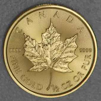 Goldmünze 1/2oz "Maple Leaf" aktueller Jahrgang (Kanada) Direkt Vom Hersteller
