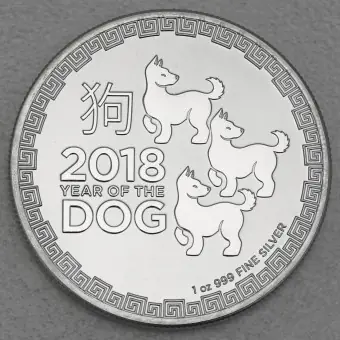 Silbermünze 1oz "Hund" 2018 Year of the Dog (Niue) Heißes Angebot