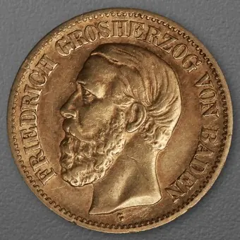 Goldmünze 10 Mark "Friedrich I." 1875-G J.186 (Baden) Sale