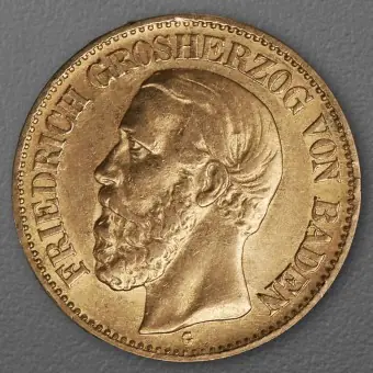 Goldmünze 10 Mark "Friedrich I." 1876-G J.186 (Baden) Beliebt