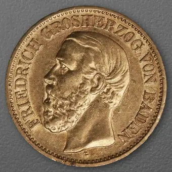 Echt Goldmünze 10 Mark "Friedrich I." 1877-G J.186 (Baden)
