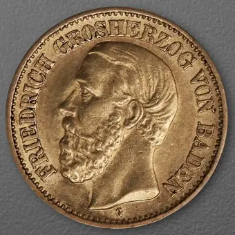 Goldmünze 10 Mark "Friedrich I." 1878-G J.186 (Baden) Preisknaller