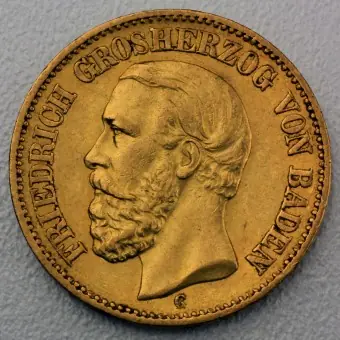 Echt Goldmünze 20 Mark "Friedrich I." 1872-G J.184 (Baden)