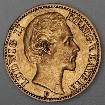 Goldmünze 20 Mark "Ludwig II." 1873-D J.194 (Bayern) Sichere Zahlung