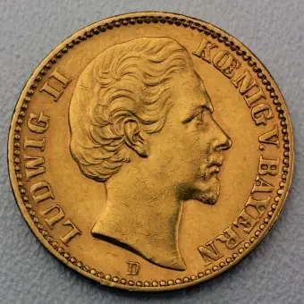 Preis Gesenkt Goldmünze 20 Mark "Ludwig II." 1875-D J.197 (Bayern)