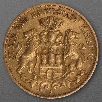 Goldmünze 10 Mark "Stadtwappen Hamburg" 1888-J J.209 (Hamburg) Mengenrabatt