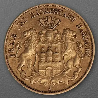 Goldmünze 10 Mark "Stadtwappen Hamburg" 1898-J J.211 (Hamburg) Sonderaktion