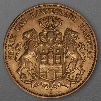 Goldmünze 10 Mark "Stadtwappen Hamburg" 1903-J J.211 (Hamburg) Markenware