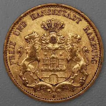 Must-Have Goldmünze 20 Mark "Stadtwappen Hamburg" 1875-J J.210 (Hamburg)