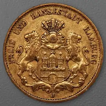 Goldmünze 20 Mark "Stadtwappen Hamburg" 1884-J J.210 (Hamburg) Solange Der Vorrat Reicht
