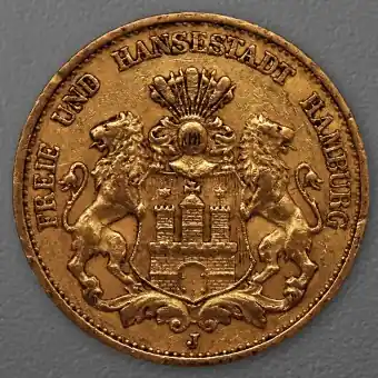 Sonderangebot Goldmünze 20 Mark "Stadtwappen Hamburg" 1887-J J.210 (Hamburg)