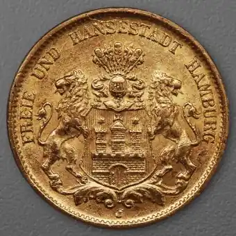 Goldmünze 20 Mark "Stadtwappen Hamburg" 1900-J J.212 (Hamburg) Nur Für Kurze Zeit