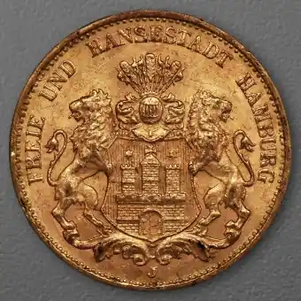 Goldmünze 20 Mark "Stadtwappen Hamburg" 1913-J J.212 (Hamburg) Knallerangebot