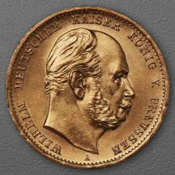 Goldmünze 10 Mark "Wilhelm I." 1872-A J.242 (Preußen) Geld-Zurück-Garantie