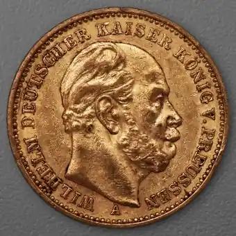 Goldmünze 20 Mark "Wilhelm I." 1883-A J.246 (Preußen) Geld-Zurück-Garantie