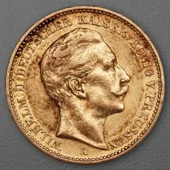 Kostenloser Versand Goldmünze 20 Mark "Wilhelm II." 1893-A J.252 (Preußen)