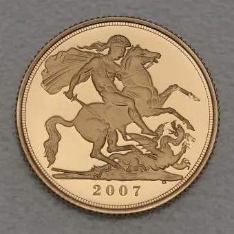 Goldmünze 1 Sovereign "Elizabeth II." 2007 (PP) (Großbritannien) Kostenloser Versand