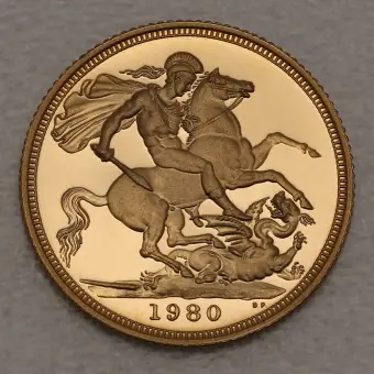 Goldmünze 1 Sovereign "Elizabeth II." 1980 (PP) (Großbritannien) Super-Preis