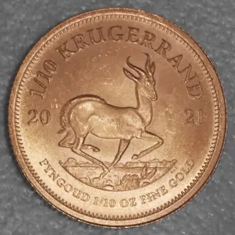 Goldmünze 1/10oz "Krügerrand" 2021 (Südafrika) Abverkauf
